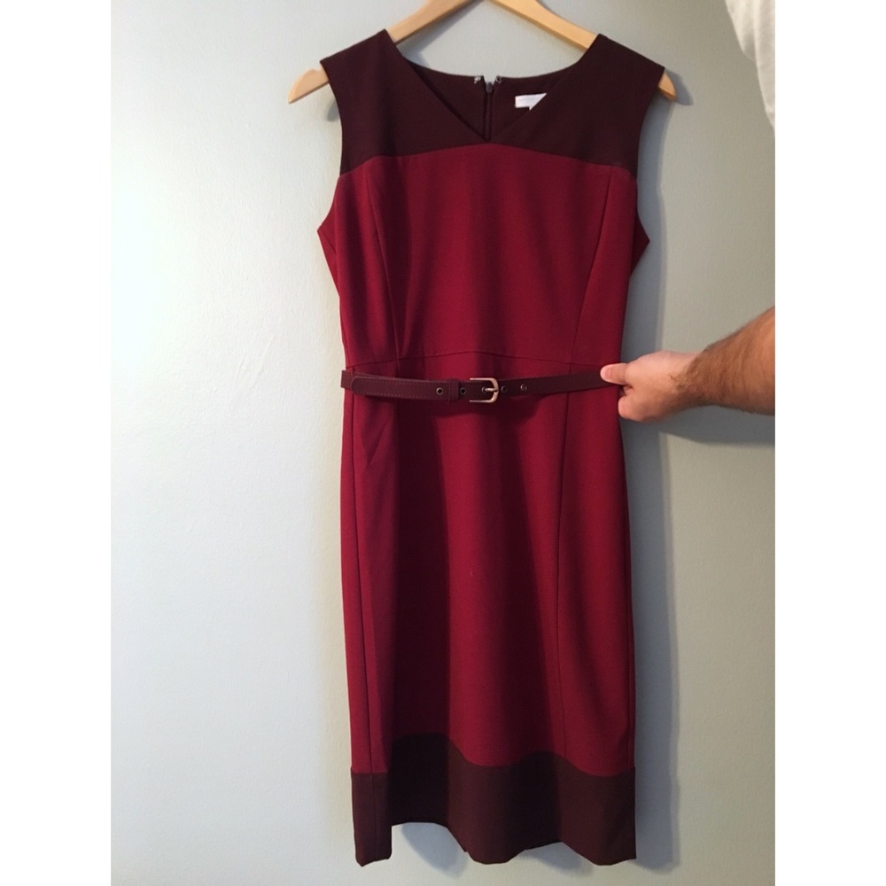 Two-toned maroon/burgundy pencil dress